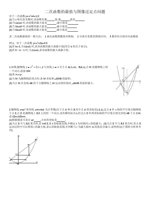 二次函数的最值问题与过定点类型问题