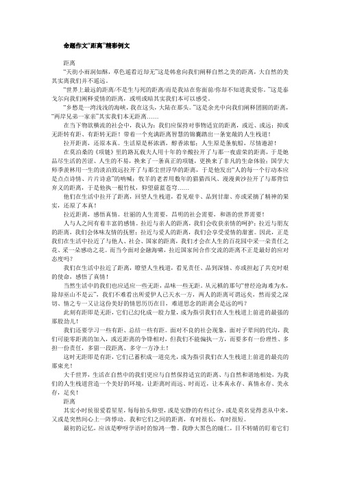 命题作文 “距离”