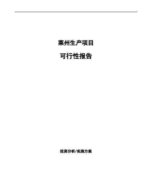 莱州项目可行性报告如何编写