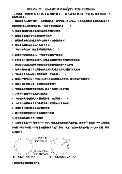 山东省济南市达标名校2018年高考五月调研生物试卷含解析