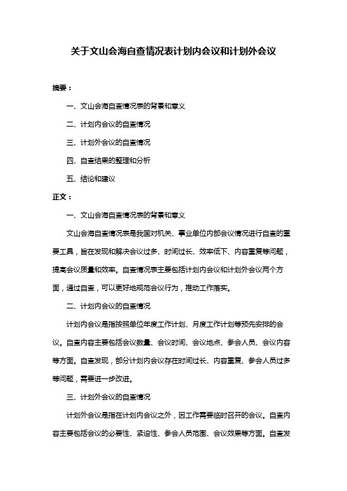 关于文山会海自查情况表计划内会议和计划外会议