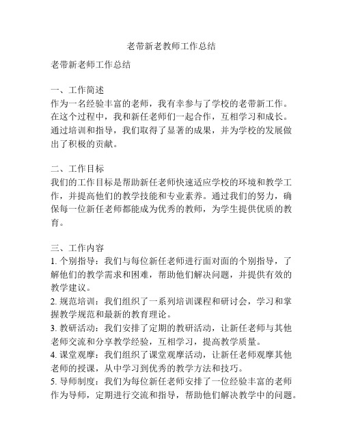 老带新老教师工作总结