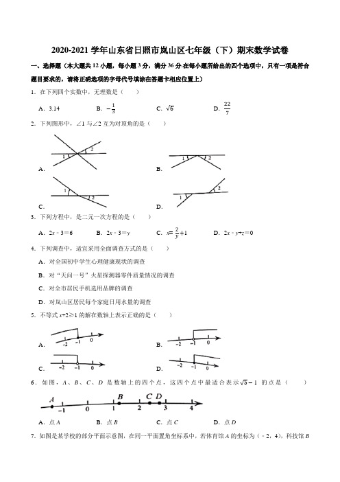 山东省日照市岚山区2020-2021学年七年级下学期期末数学试卷