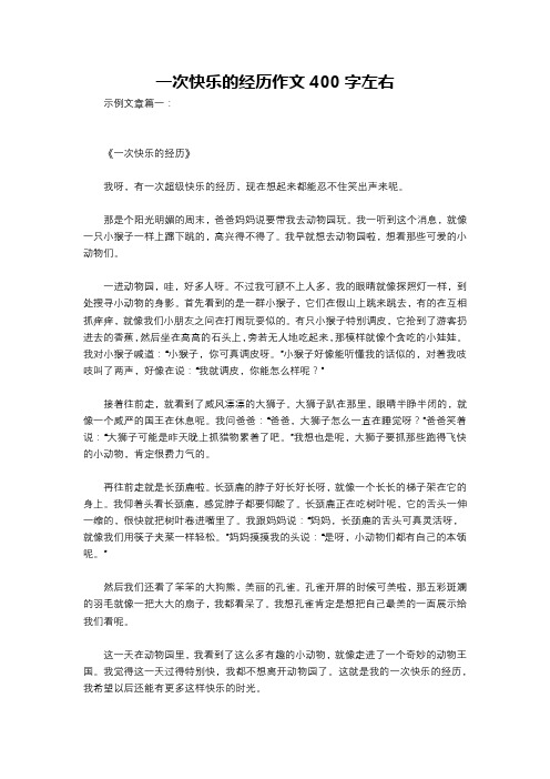 一次快乐的经历作文400字左右