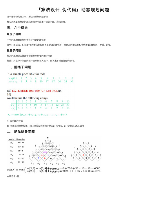 『算法设计_伪代码』动态规划问题