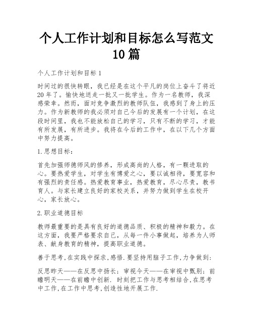 个人工作计划和目标怎么写范文10篇