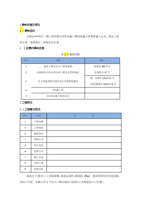 有限空间作业方案模板