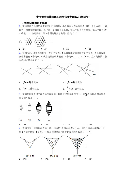 中考数学规律问题图形变化类专题练习(解析版)