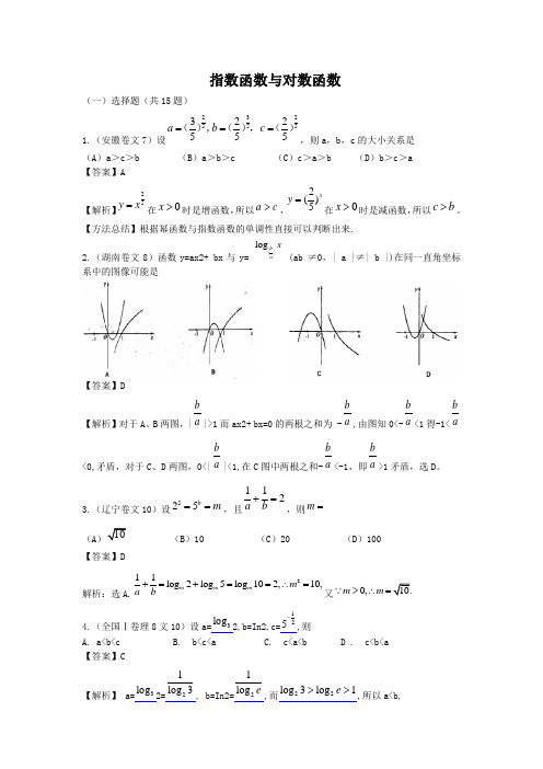 (完整版)指数函数与对数函数高考题及答案