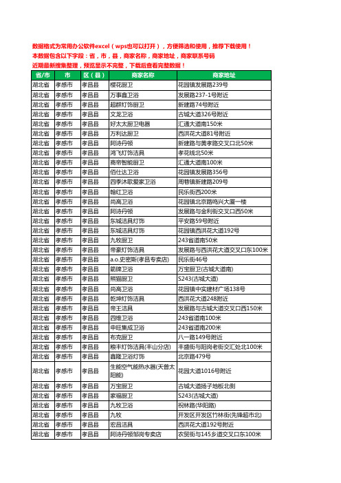 2020新版湖北省孝感市孝昌县卫浴工商企业公司商家名录名单黄页联系电话号码地址大全57家