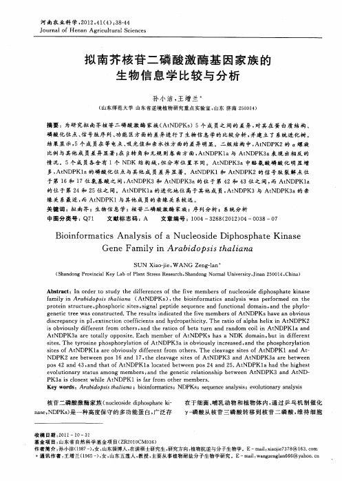 拟南芥核苷二磷酸激酶基因家族的生物信息学比较与分析