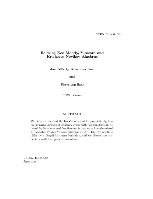 Relating Kac-Moody, Virasoro and Krichever-Novikov Algebras