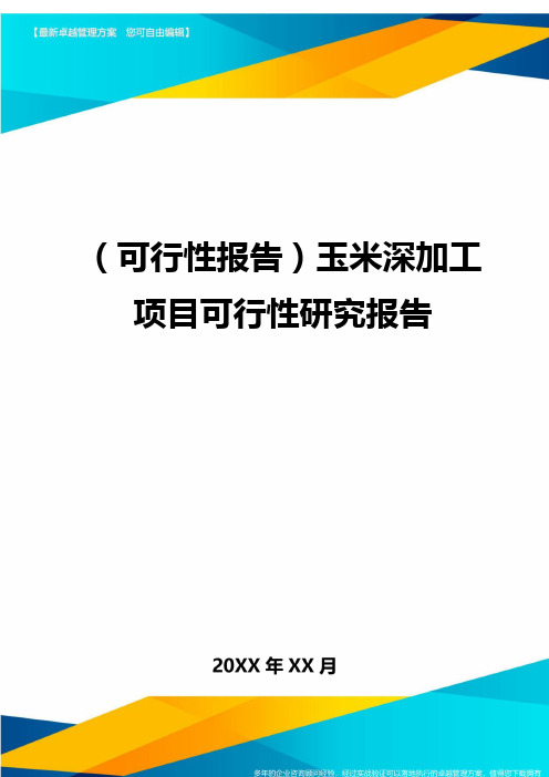 (可行性报告)玉米深加工项目可行性研究报告.