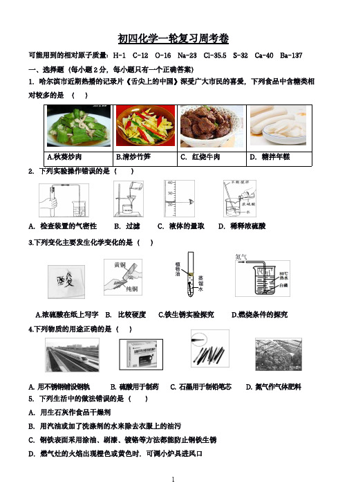 2020年哈尔滨市工大附中九年级(下)化学模拟考试(附答案)