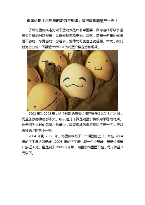 鸡蛋价格十六年来的走势与规律：值得蛋鸡养殖户一看！