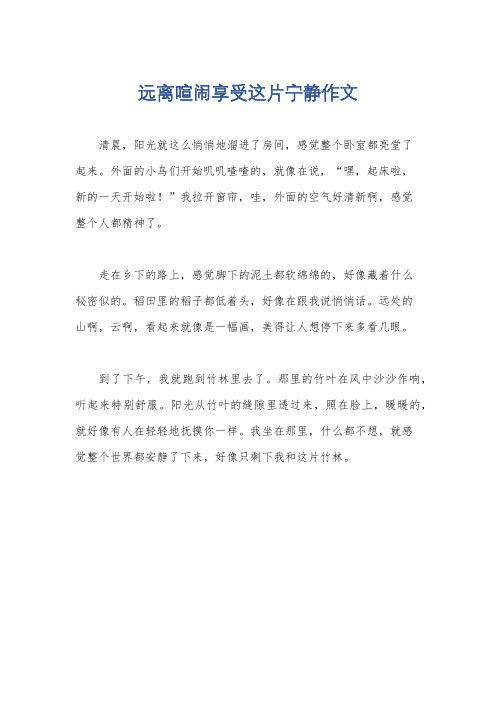 远离喧闹享受这片宁静作文