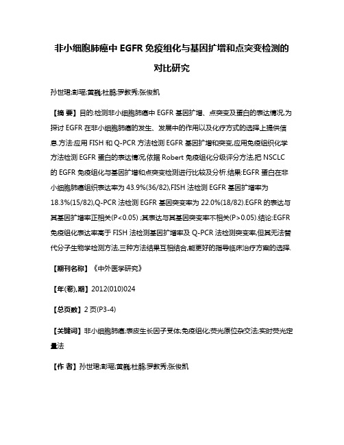 非小细胞肺癌中EGFR免疫组化与基因扩增和点突变检测的对比研究