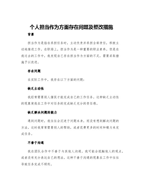 个人担当作为方面存在问题及整改措施