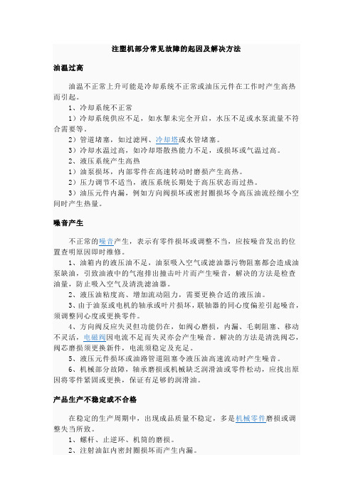 注塑机部分常见故障的起因及解决方法