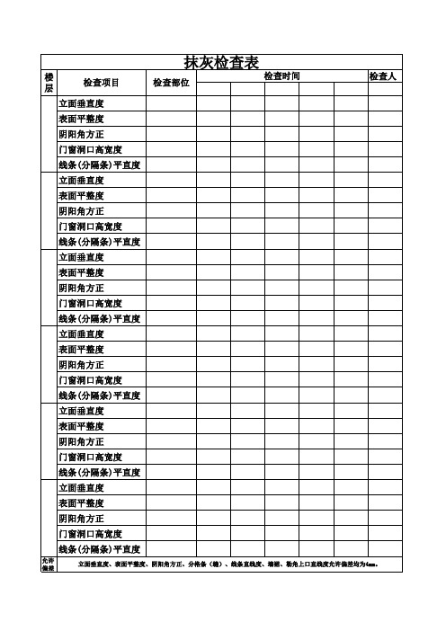 抹灰检查表