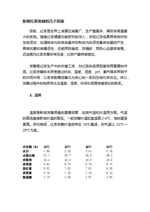 影响红茶发酵的几个因素