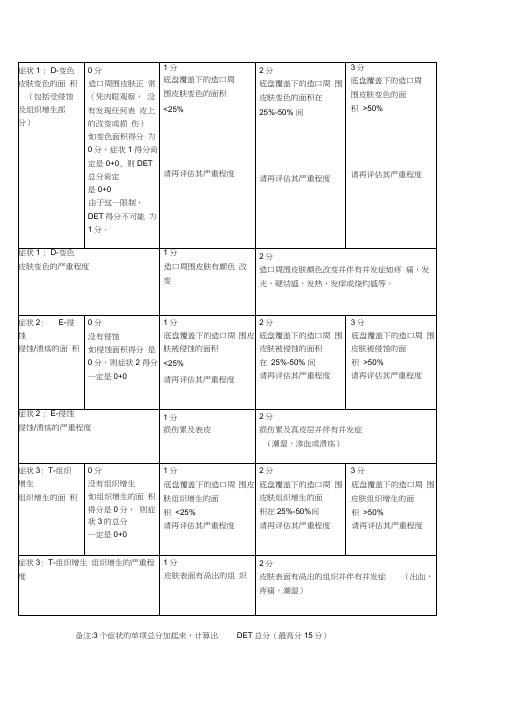 造口周围皮肤评估工具(DET评估表)