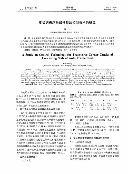 梁板钢板坯角部横裂纹控制技术的研究