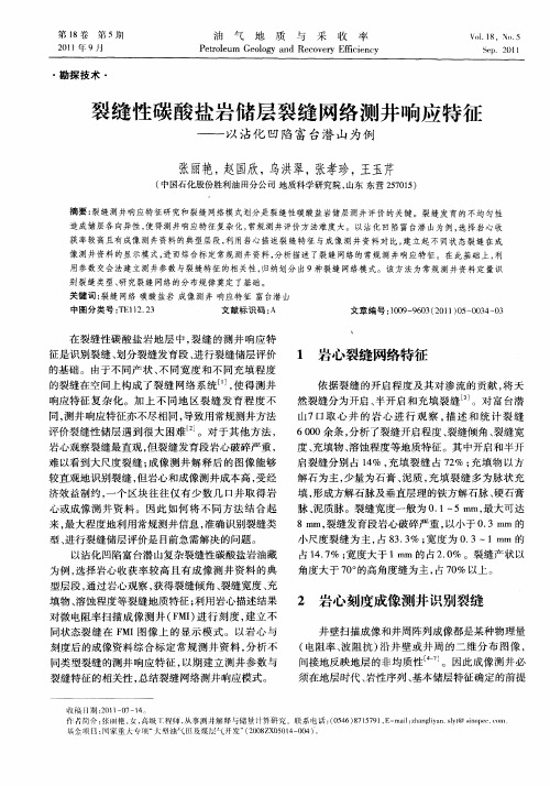 裂缝性碳酸盐岩储层裂缝网络测井响应特征——以沾化凹陷富台潜山为例