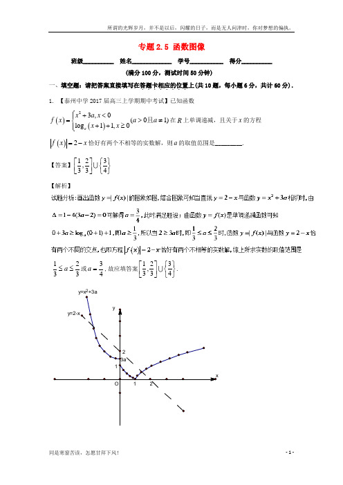 (新)江苏版2018年高考数学一轮复习专题2.5函数图像测