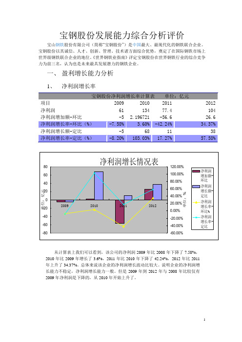 宝钢股份发展能力分析