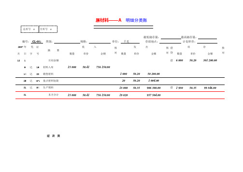 数量金额式明细账