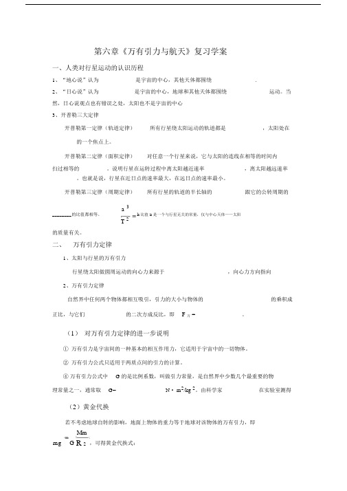 高中物理-专题练习-会考复习第六章万有引力与航天知识点.docx