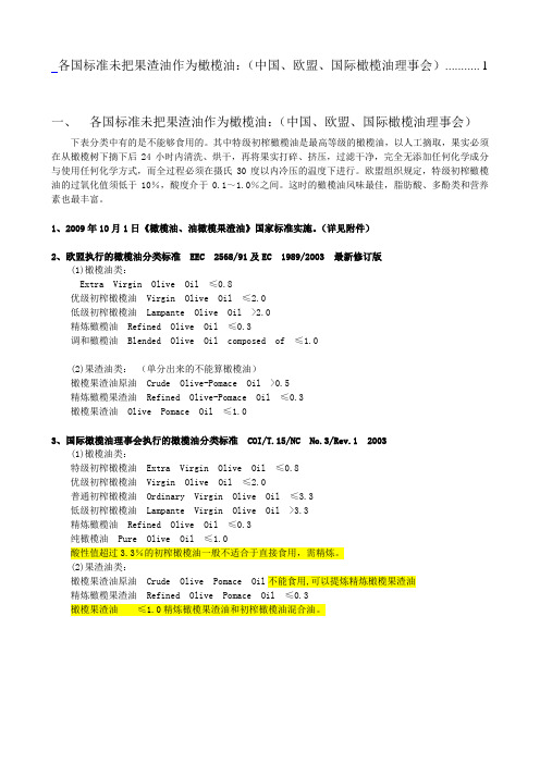 中国、欧盟、国际橄榄油理事会标准