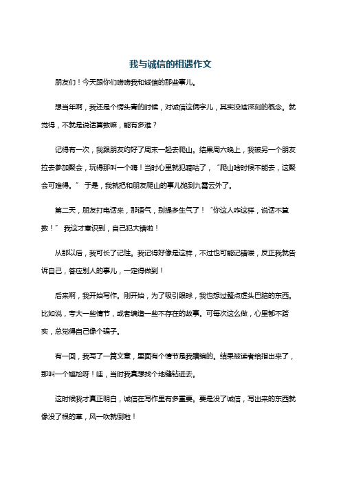 我与诚信的相遇作文