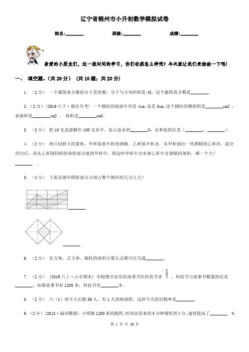 辽宁省锦州市小升初 数学模拟试卷