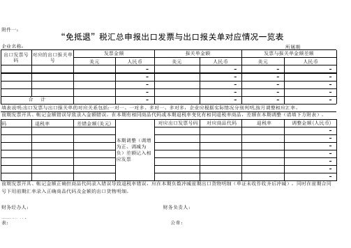 出口发票与出口报关单对应关系表