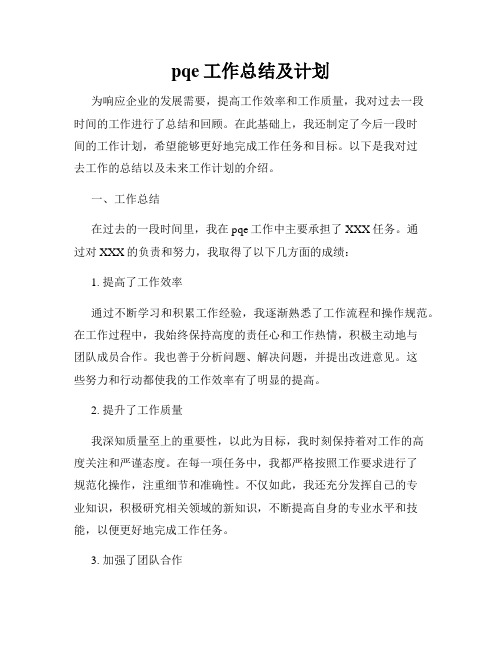 pqe工作总结及计划