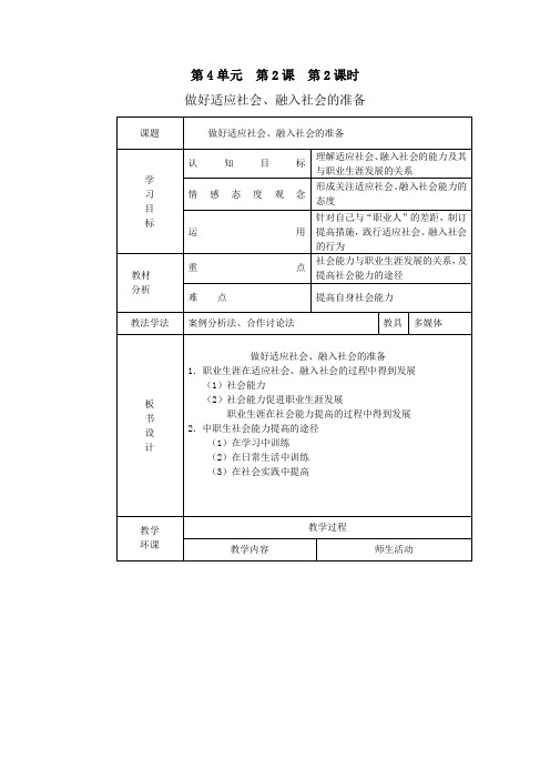 做好适应社会、融入社会的准备