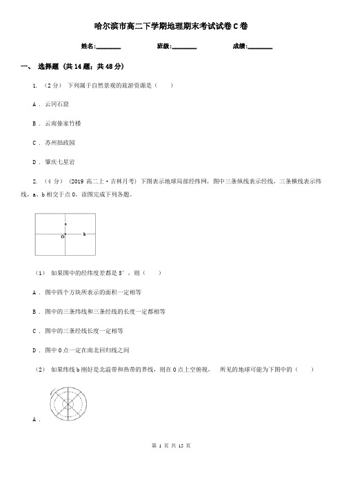 哈尔滨市高二下学期地理期末考试试卷C卷(考试)