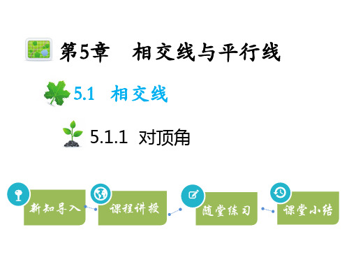 华师版七年级上册数学教学课件 第5章 相交线与平行线 对顶角