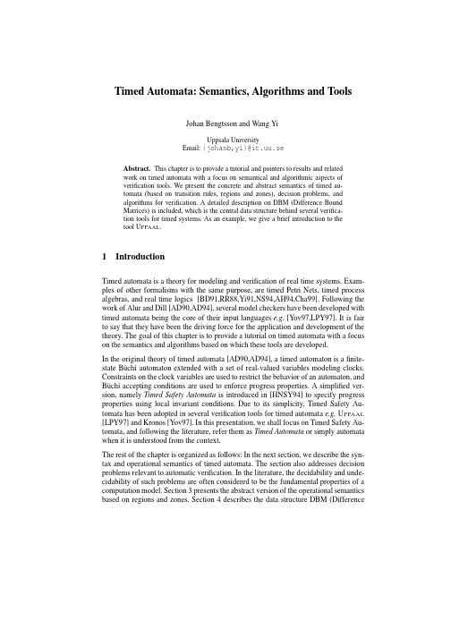 Timed Automata Semantics, Algorithms and Tools