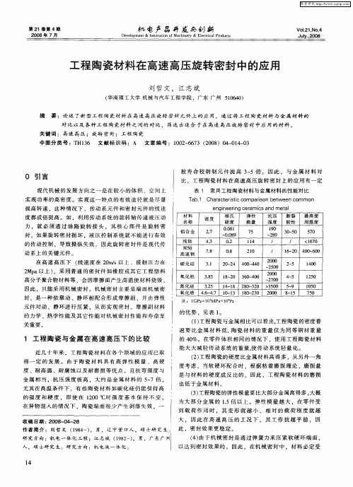工程陶瓷材料在高速高压旋转密封中的应用