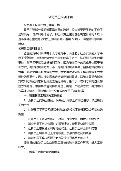 公司员工培训计划