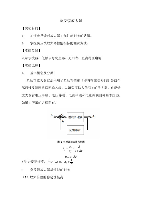 负反馈放大器实验报告