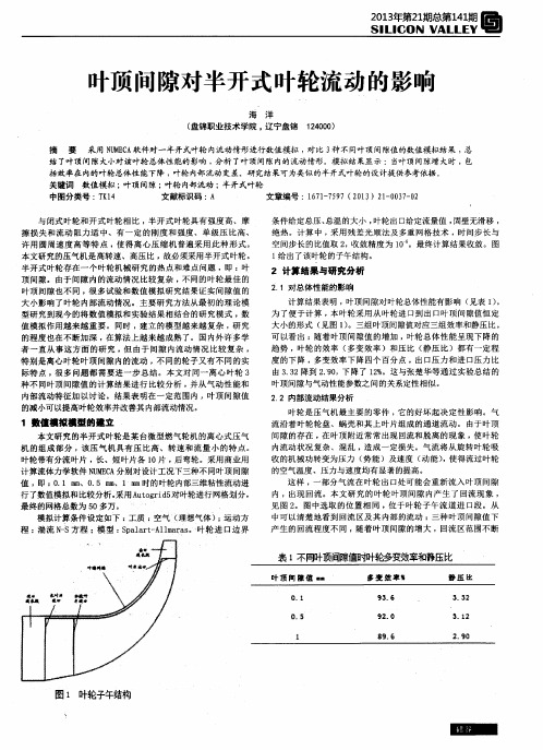 叶顶间隙对半开式叶轮流动的影响