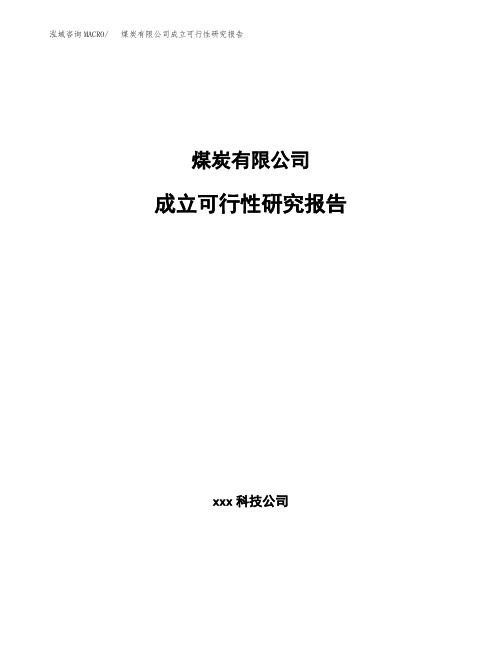 煤炭有限公司成立可行性研究报告