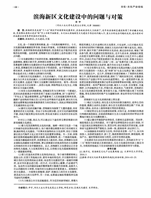 滨海新区文化建设中的问题与对策