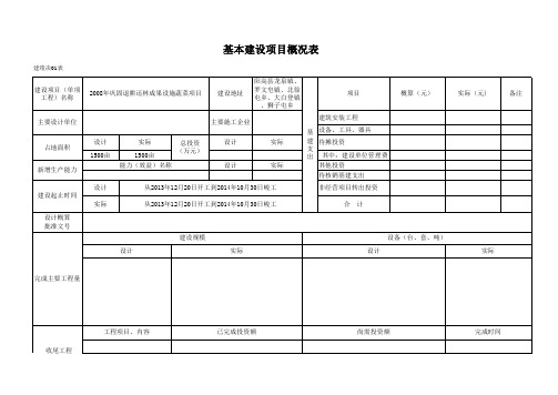 基本建设项目竣工财务决算报表 