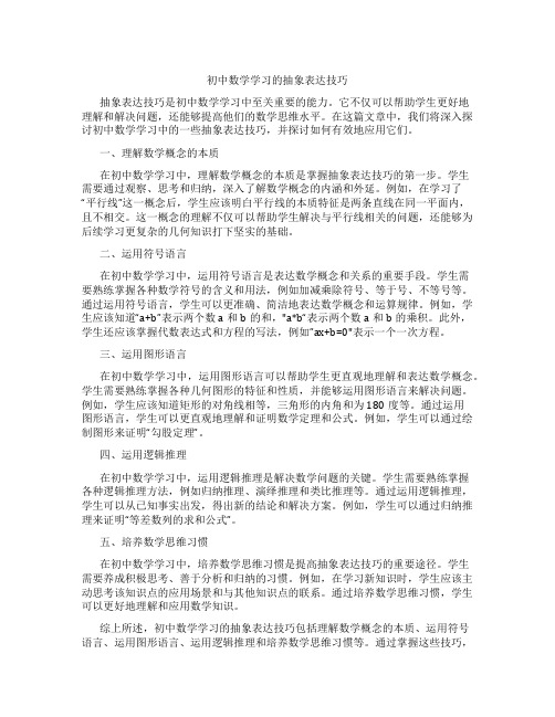 初中数学学习的抽象表达技巧(含学习方法技巧、例题示范教学方法)