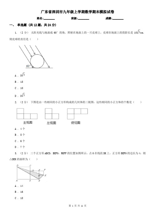 广东省深圳市九年级上学期数学期末模拟试卷